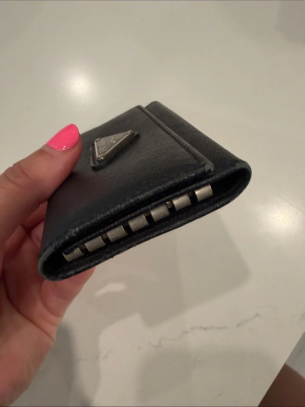 Prada Black Leather key card holder authentic